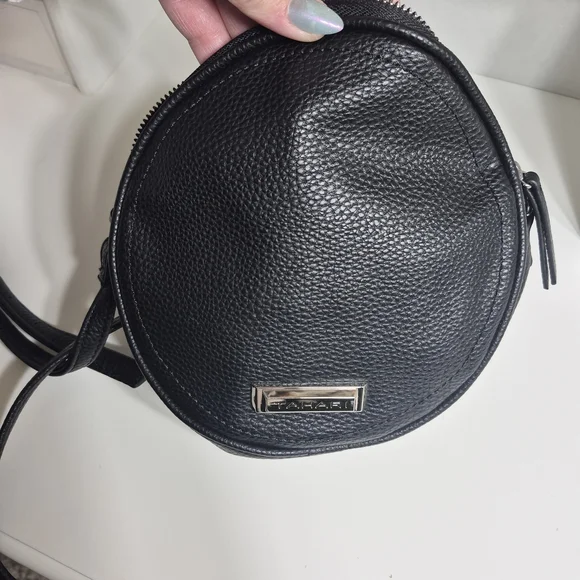 Tahari Black Faux Leather Round Crossbody Bag - Picture 5 of 9